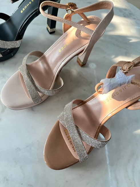 Shimmer Detail Chunky Heel